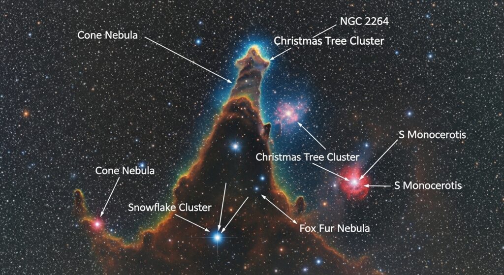 NGC 2264 Annotated: A Clear Guide to Understanding This Star-Forming Region