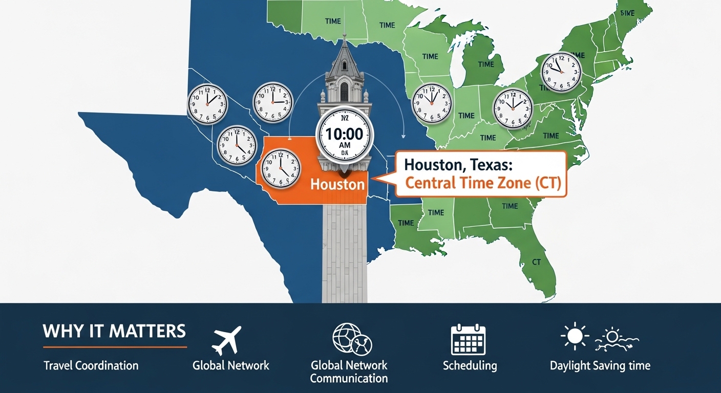 time zone at Houston Texas